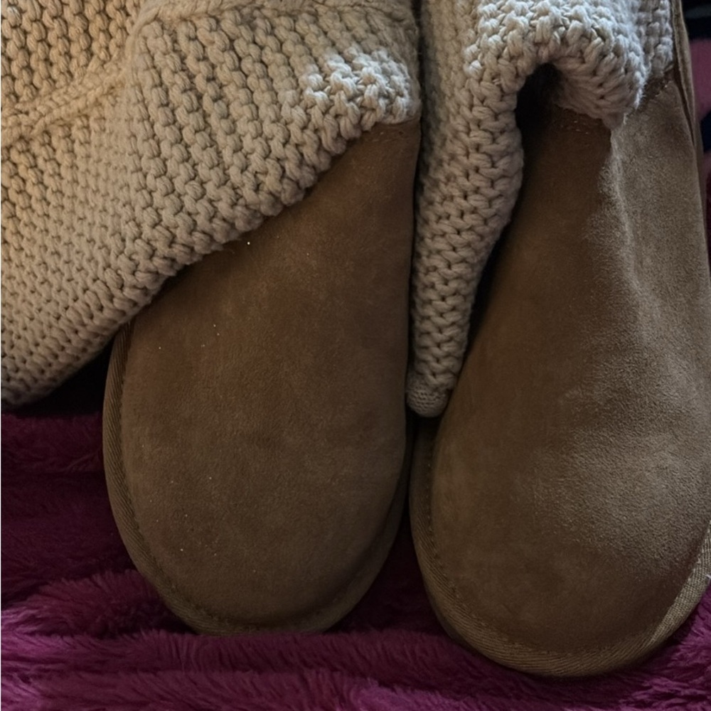 Cozy Tan Knit and Suede Boots nwt sz 8